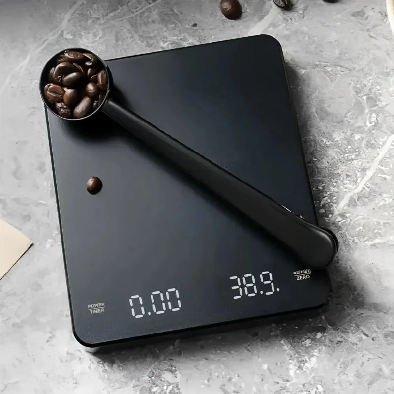 Balança de café eletrônica de alta precisão, com almofada à prova d'água, display led, cronometragem usb, acessórios profissionais para café doméstico, 3kg/0.1g