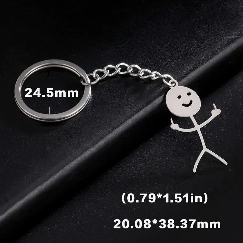 Teamer Funny Middle Finger Stickman Keychain 2026 Cute Trend School Bag Car Key Pendant Couple New Trinket Gift Keyring