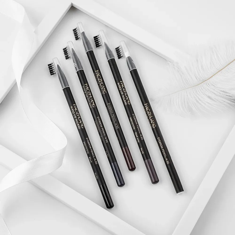 6/12 pçs lápis de sobrancelha núcleo duro atacado maquiagem puxar linha haozhuang marca permanente peel off branco preto à prova dnatural água natural