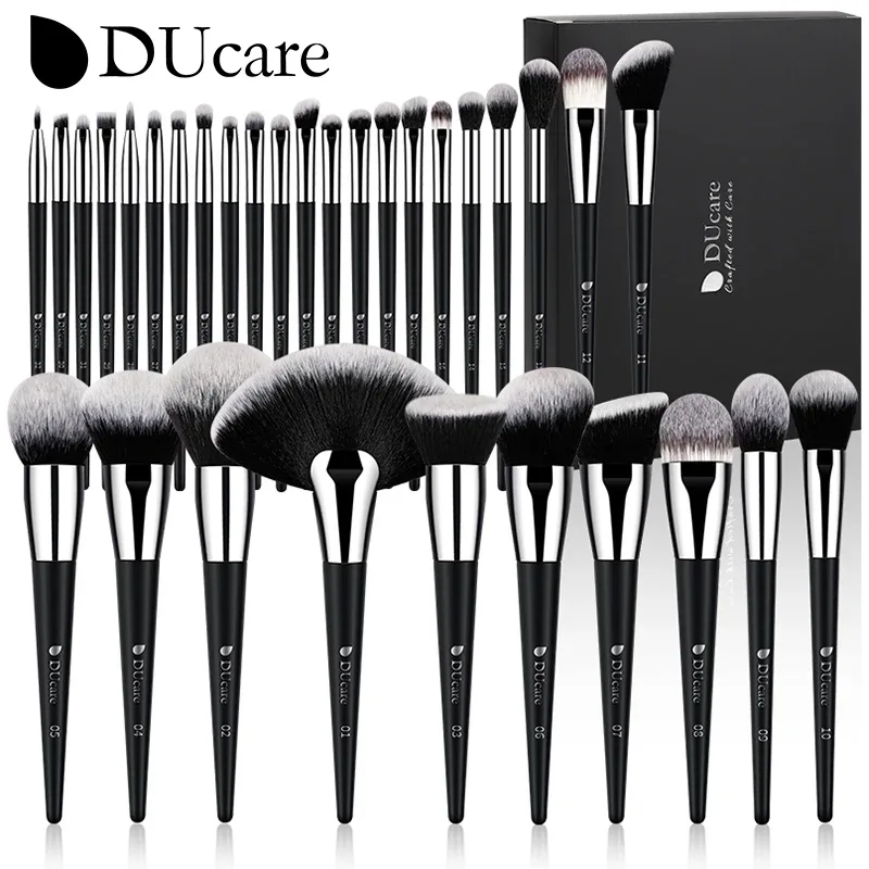 Ducare preto pincel de maquiagem profissional sombra fundação pó macio cabelo sintético pincéis de maquiagem brochas maquillaje
