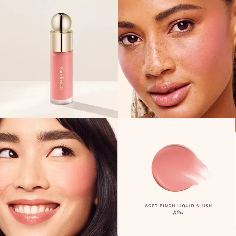 Rare Beauty Liquid Blush Silky and Glides On Smoothly Nature Long Lasting Plump Happy Hope Delight Stained Lipstick Gloss Makeup