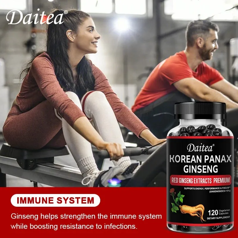 Cápsulas de ginseng vermelho coreano-1000 mg aumentam a resistência energética, o desempenho atlético e a força muscular apoiam a saúde imunológica