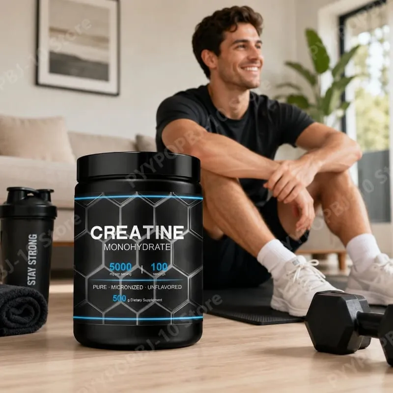 Creatina monohidratada em pó 500g suplemento micronizado sem sabor para recuperação de treino suporte muscular homens mulheres