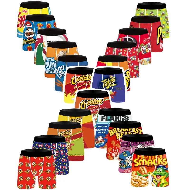 Lot de 3 boxers à la mode pour hommes, sous-vêtements confortables, doux, à la mode, imprimés, décontractés et polyvalents pour hommes 3256813065858825
