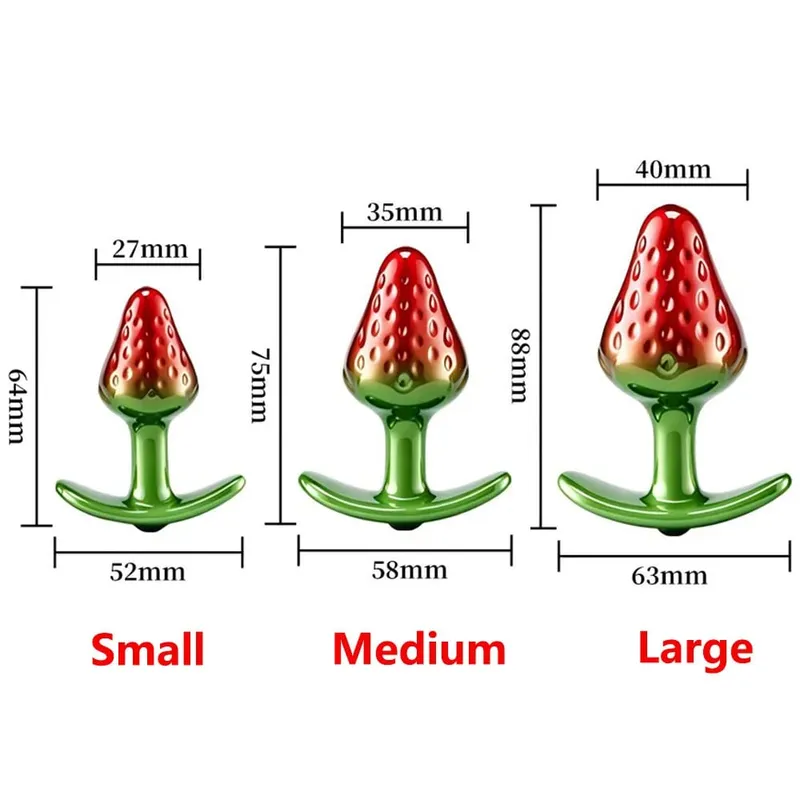 Morango metal contas anal butt plug conjunto pequeno médio grande wearable anal plug jóias brinquedo sexo anal para homem mulher