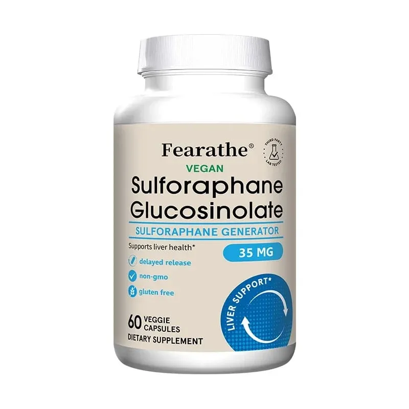 Cápsulas de sulforafano glucosinolato - extrato de semente de brócolis com desintoxicação hepática de mirosinase e suporte à saúde celular 120 contagens