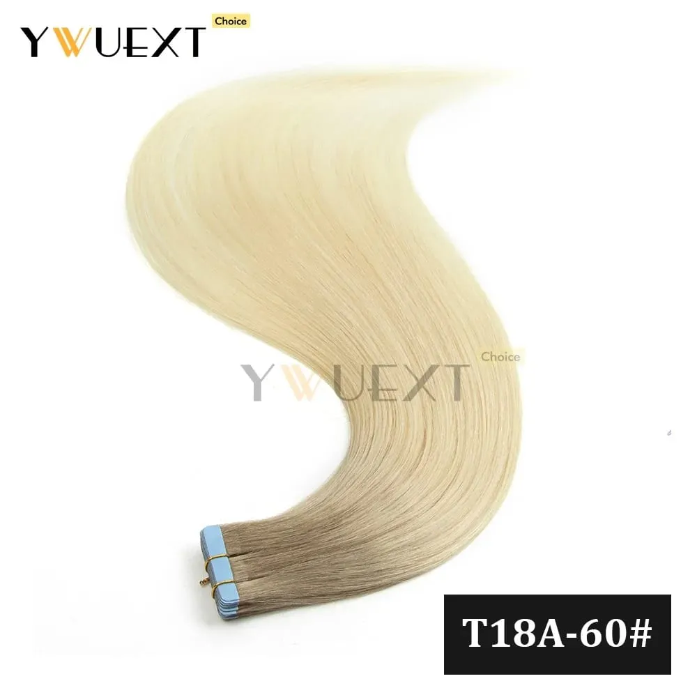 Fita de cores gradientes de 20 unidades/pacote em extensões de cabelo humano adicionam volume e comprimento para mulheres 30g 16-20 polegadas qualidade de salão de beleza YWUEXT