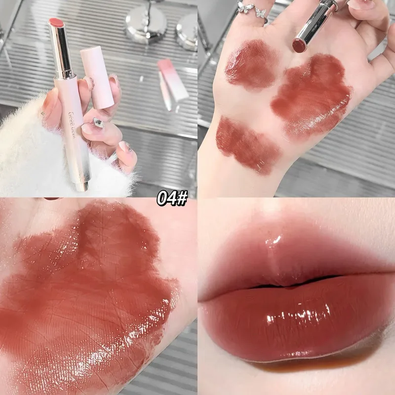 Luz de água clara sólido brilho labial geléia aguado rosa batom lápis hidratante espelho batom caneta coreano lábios maquiagem cosméticos
