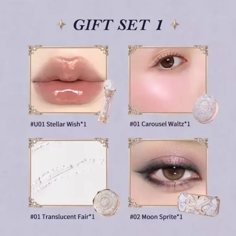 Flowerknows caixa de presente conjunto de maquiagem pequeno anjo caixa completa lábio esmalte blush concha jóias flor saber kit de presente de aniversário
