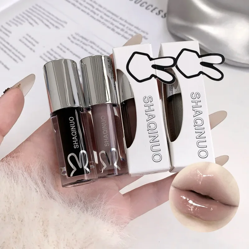 NEW Water Glazed Mirror Lip Gloss Makeup Crystal Nude Jelly Moisturizing Lip Glaze Long Lasting Black Liquid Lipstick Cosmetics