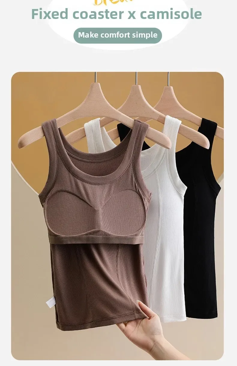 M-4XL para 45-105kg algodão rosqueado plus size camisola com sutiã embutido para mulher modal sem costura roupa interior regatas