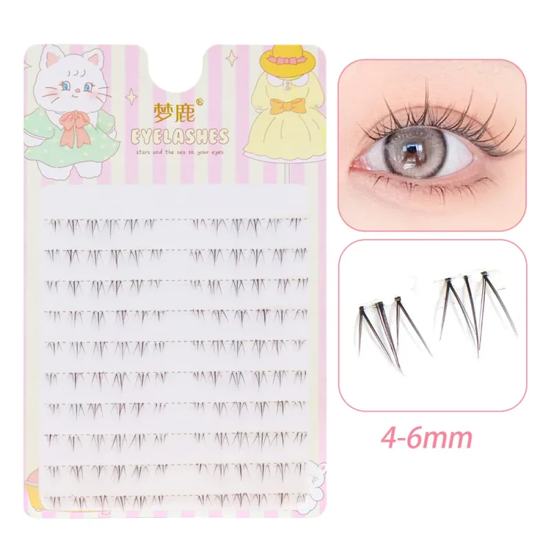 Menglu 4-7mm Brown Under Lashes Little Flame Lower Eyelashes W-41 Natural Short Style Imitation Hand Painting Fake Eye Lashes