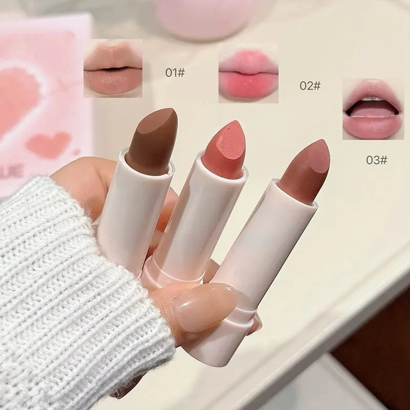 VALOR DA ARTE 4 PCS Conjuntos de maquiagem labial incluem 3 cores batom líquido fosco aveludado e 1 kit de cosméticos de óleo bálsamo labial gloss duradouro