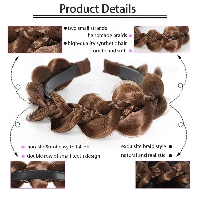 Twist Braid Headband Synthetic Fishbone Braid Wig Headband 1pc Non-Slip Twist Braid Hair Hoop Hair Accessories For Women Girls