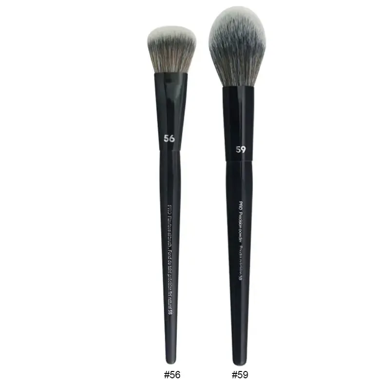 2 pçs/set Pro Preto Pincéis de Maquiagem Cabelo Sintético Pó Sombra Mancha Destaque Fundação Airbrush Difusor Make Up Brush