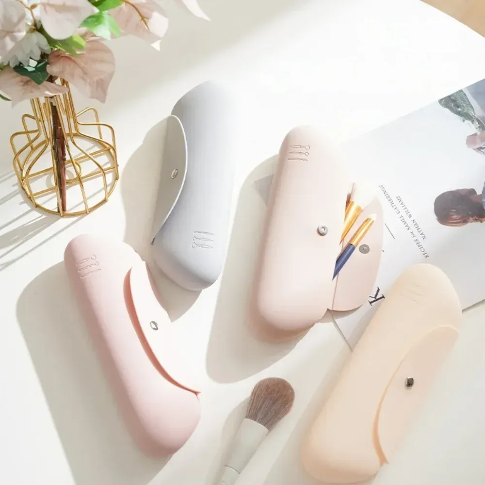 Suporte de escova de maquiagem de viagem silicone escovas cosméticos saco de armazenamento portátil beleza esponja caso organizador de maquiagem para viajar