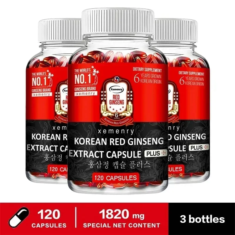 Suplemento coreano de ginseng vermelho - alta potência para desempenho de foco energético, vitalidade e suporte imunológico - para homens e mulheres