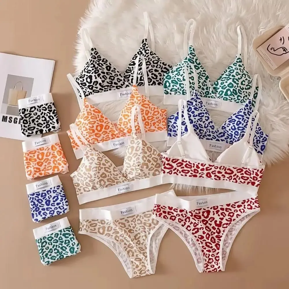Conjunto de sutiã sem costura com alça de ombro ajustável, conjunto de roupa íntima de algodão sem fios, calcinha de cintura baixa, conjunto de lingerie sexy, 1 conjunto