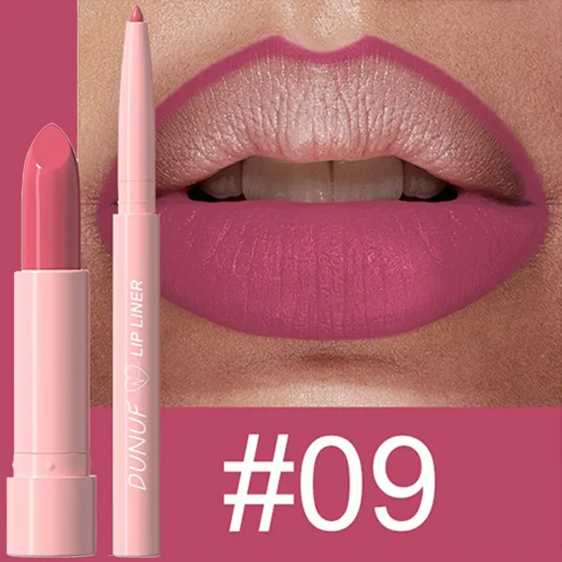2 Pçs/set Batom + Lip Liner Kit de Maquiagem Matte Nu de Longa Duração À Prova D 'Água Não Mancha Cônico Nib Lip Contour Pen Lip Cosméticos