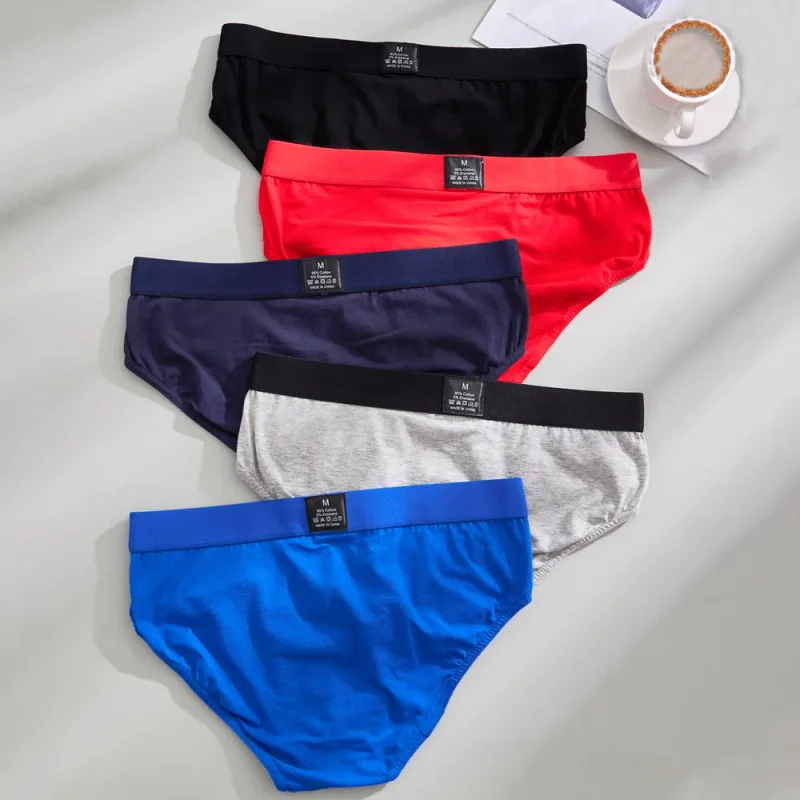 5 pçs algodão masculino casual shorts elegante monograma personalizado cuecas confortáveis cor sólida cuecas 2025 masculino sexy roupa interior — image 2