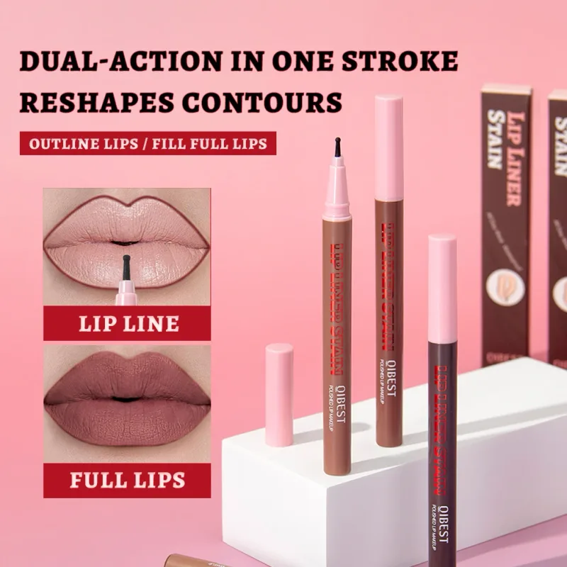 Lápis delineador líquido fosco, à prova d'água, batom com mancha natural, delineador labial, caneta de contorno de lábios, cosméticos