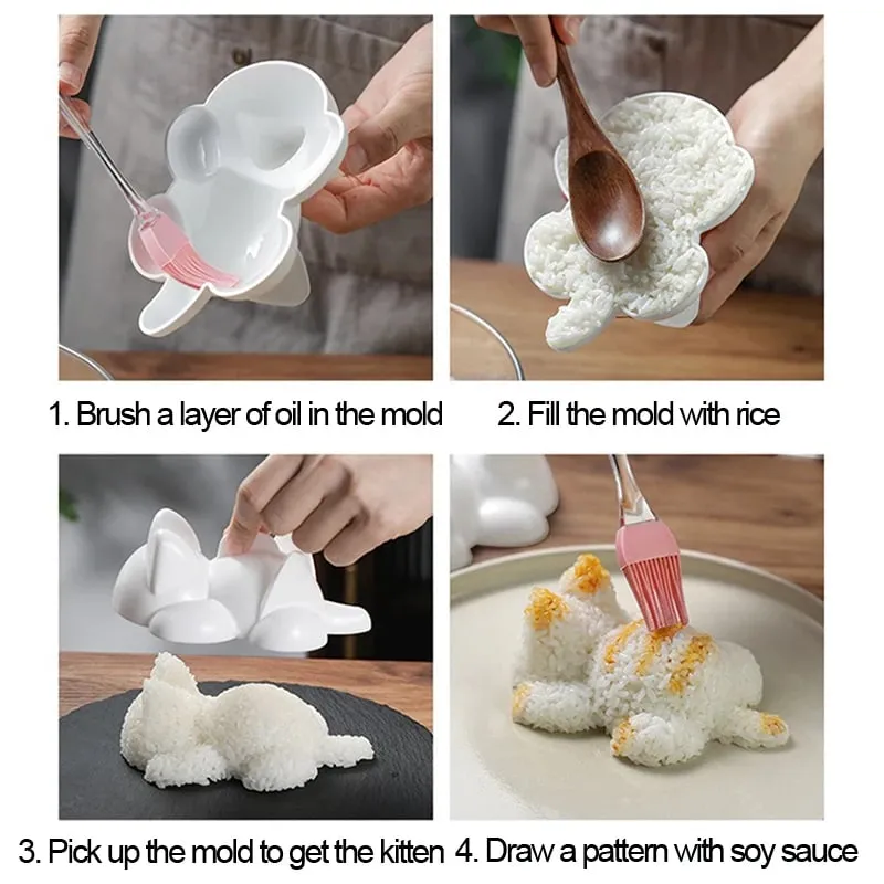 Gato onigiri moldes forma de gato sushi fazendo ferramentas arroz molde shaper deco acessórios para sushi arroz bolas niguri molde