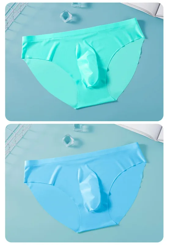 3PCS/lot Men's Ice Silk Briefs Ultra-thin Transparent Seamless Underpants 3D Pouch Sexy Quick Dry Breathable Underwear Panties