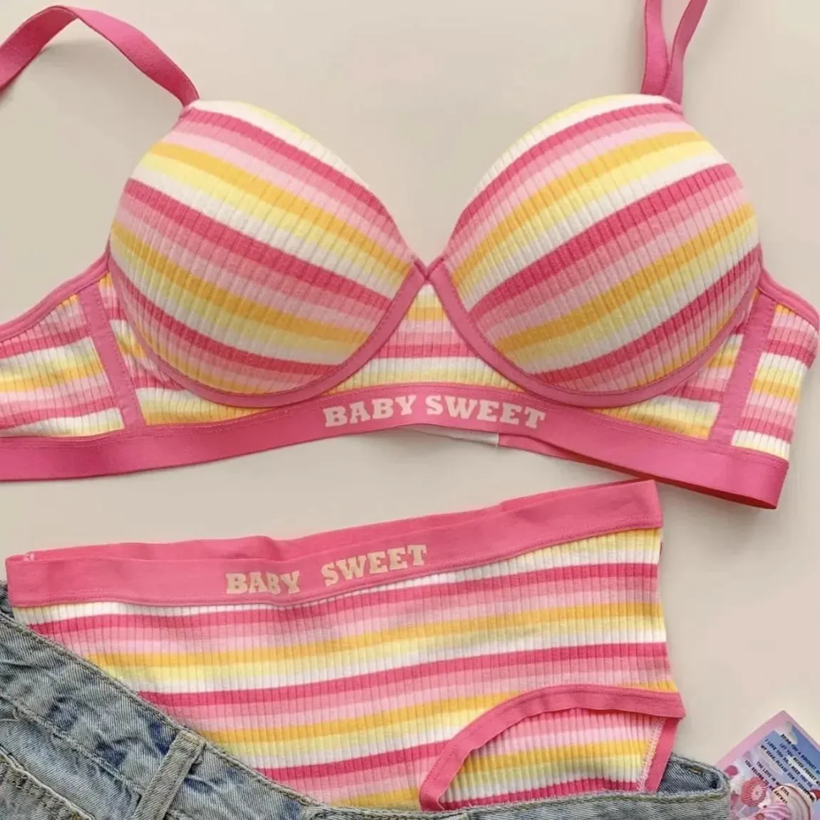 Rainbow underwear summer thin women's small chest show large gathering non-trace big chest show small soft support bra cover