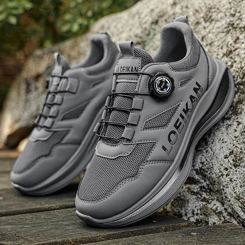 Men's Rotating Button Running Shoes Breathable Mesh Quick Lacing Athletic Sneakers — image 1