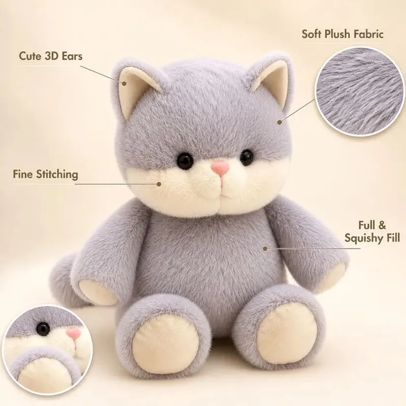 Novo design macio gato de pelúcia travesseiro de pelúcia suporte emocional 17.7 polegada animais de pelúcia padrão de gato bonito brinquedos de pelúcia