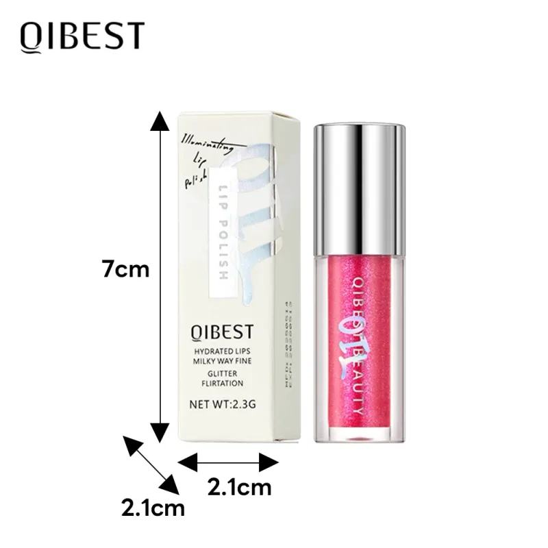 Qibest 8 Colors Moisturizing Diamond Shimmer Glitter Lip Gloss Makeup Sparkling Glitter Liquid Lipstick Pearl Lipgloss Tint