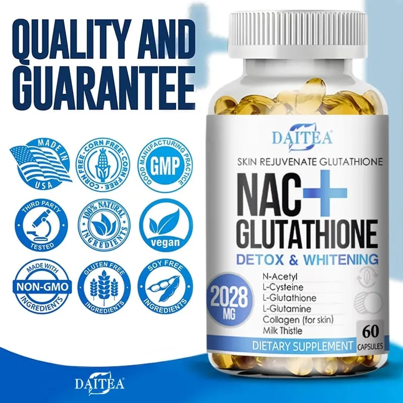 Complexo Antioxidante Intracelular Suplemento NAC L-Glutationa - Promove limpeza, desintoxicação e reparação Reduz lipossomas