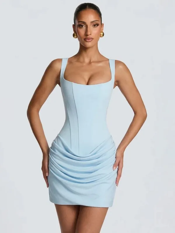 Elegante amarelo sem alças plissado vestido longo feminino chique sólido sem mangas cintura cinching split vestido 2026 senhora festa de noite robes