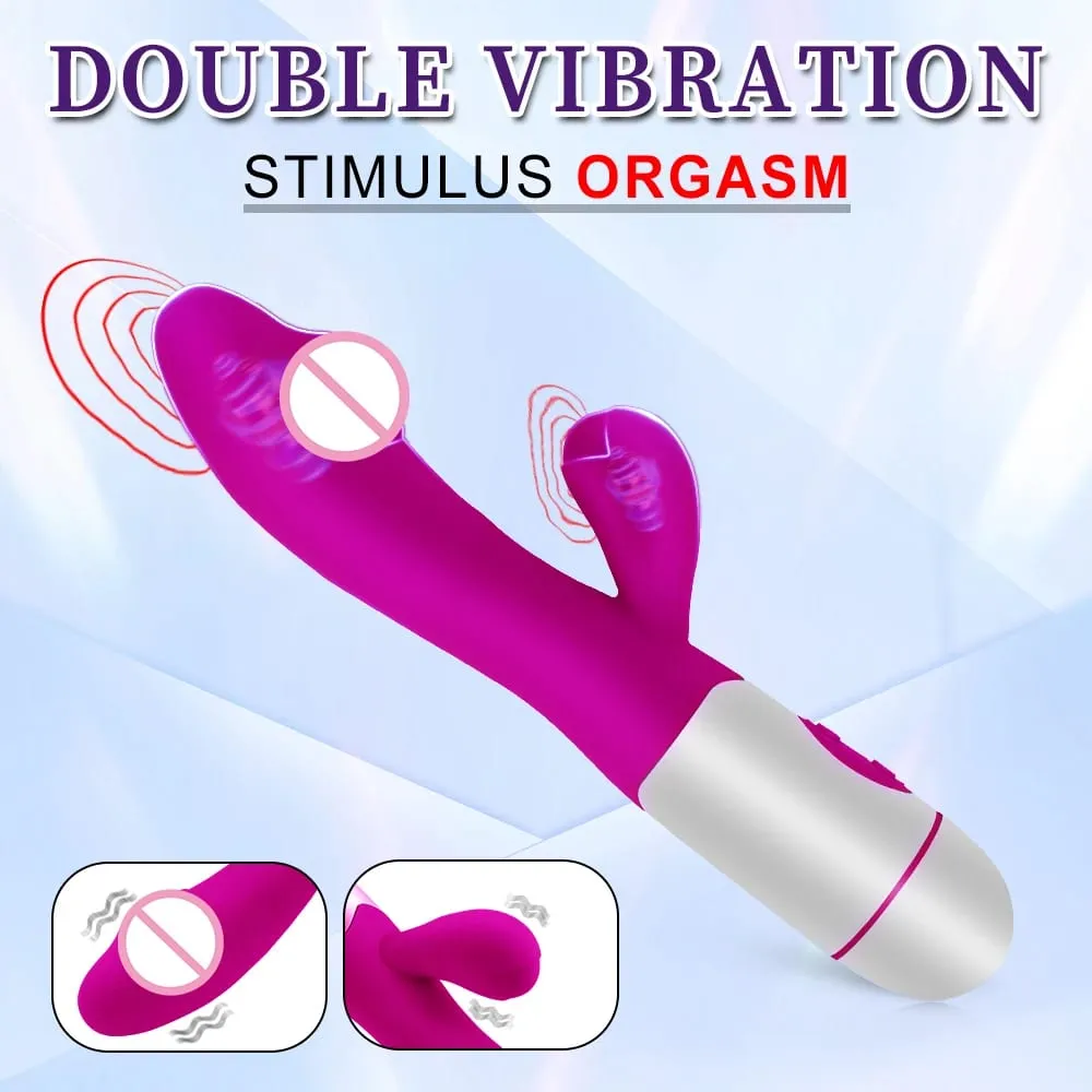 Coelho realista vibrador duplo vibrador g-ponto estimulação do clitóris massageador poderoso vibratório vagina masturbador brinquedo sexual feminino