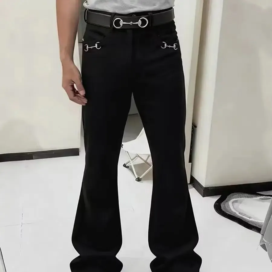 American-style retro button design washed jeans spring and autumn high-waist loose high-street wide-leg jeans for men and women