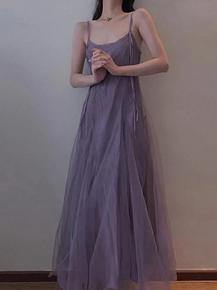 Vestido de malha roxa com efeito emagrecedor na altura do tornozelo com alça para mulheres plus size que esconde a barriga Vestido evasê estilo coreano...