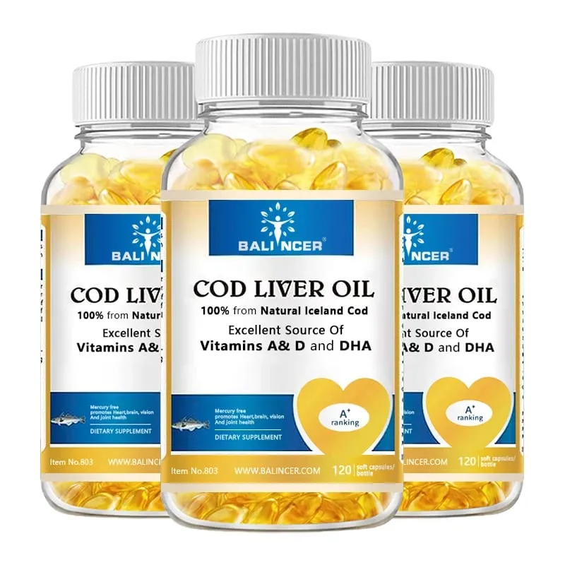 Fórmula extra-forte Óleo de fígado de bacalhau contém vitaminas A D EPA e DHA apoia coração, cérebro, imunidade, articulação e saúde ocular