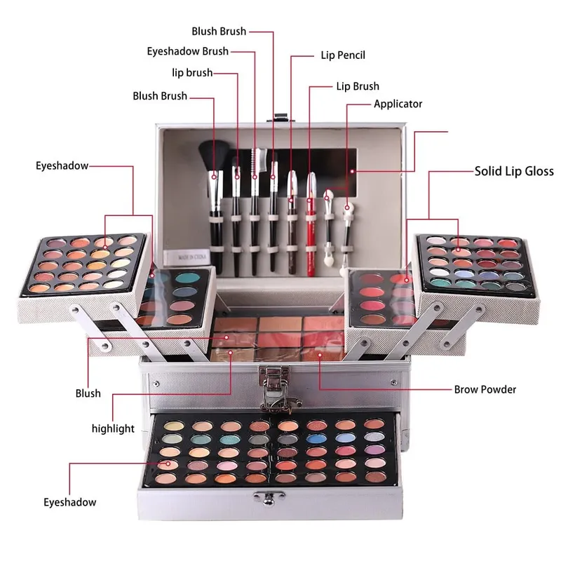 Full Face All-in-One Makeup Set Eyeshadow & Blush Integrated Palette Long Lasting Portable Multifunctional Facial Cosmetics Kit