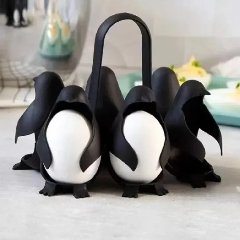 Caldeira de ovo de pinguim bonito para cozinha gadget ovo ferramenta de cozimento rack de vapor de ovo com alça para ferver ovos