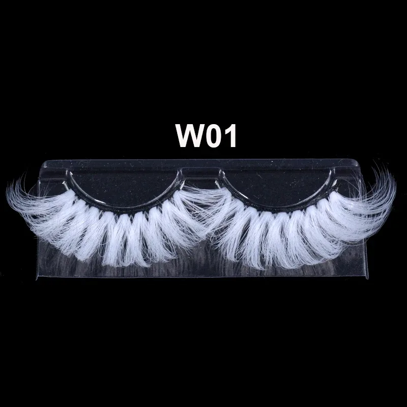 Super Long 5D White False Eyelashes 25mm High Volume Fluffy Fake Eye Lashes Wholesale Supplier For Halloween Cosplay