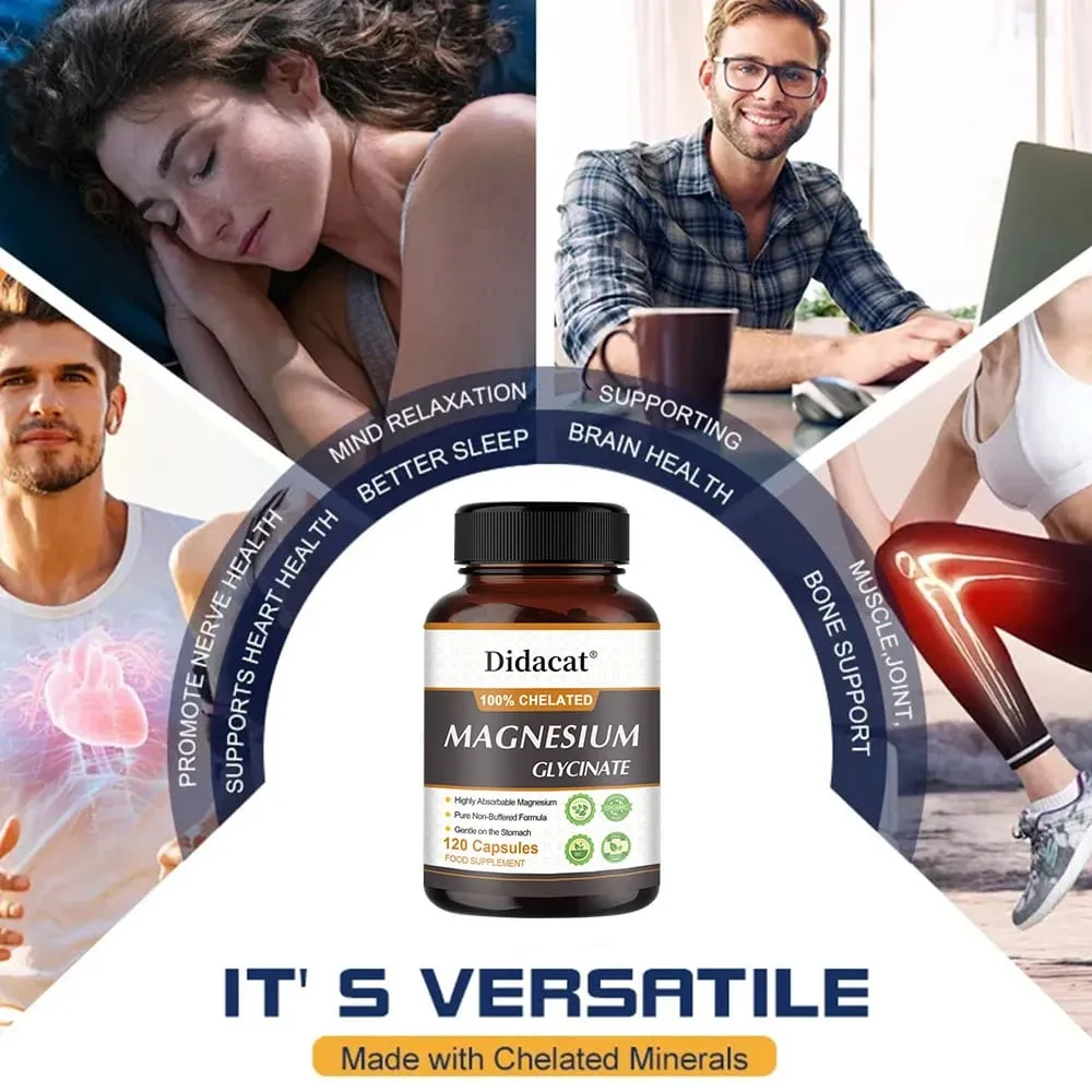 Magnésio Glicina 500mg - Apoia a Função Muscular Melhora a Qualidade do Sono Apoia a Saúde Cardiovascular e Metabólica