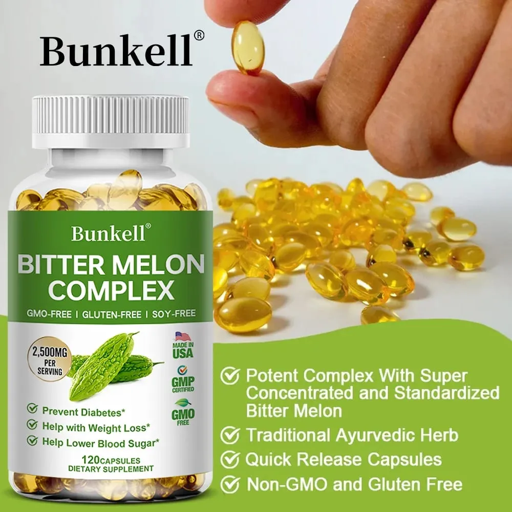 Organic Bitter Melon Extract Capsules - Supports Weight Management and Blood Sugar Balance Detoxification Skin Beauty
