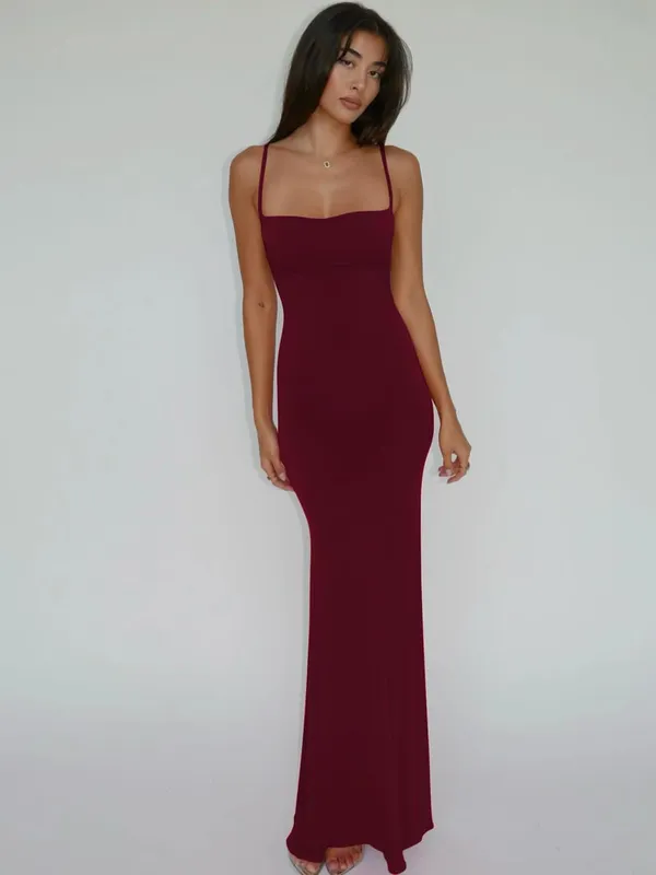 Hugcitar verão sólido sem mangas sem costas elegante sexy bodycon y2k maxi vestido de baile roupas femininas festa de aniversário casual y2k