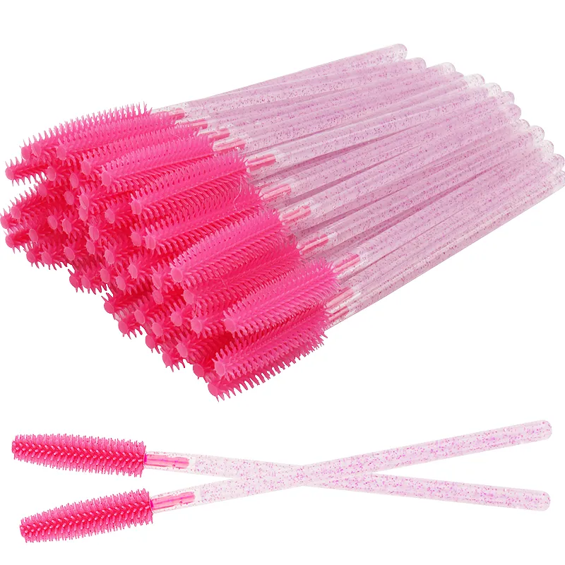50 pçs silicone rímel varinhas aplicador pincéis de cílios descartáveis ​​pente beleza maquiagem escova para mulheres ferramentas de extensão de cílios