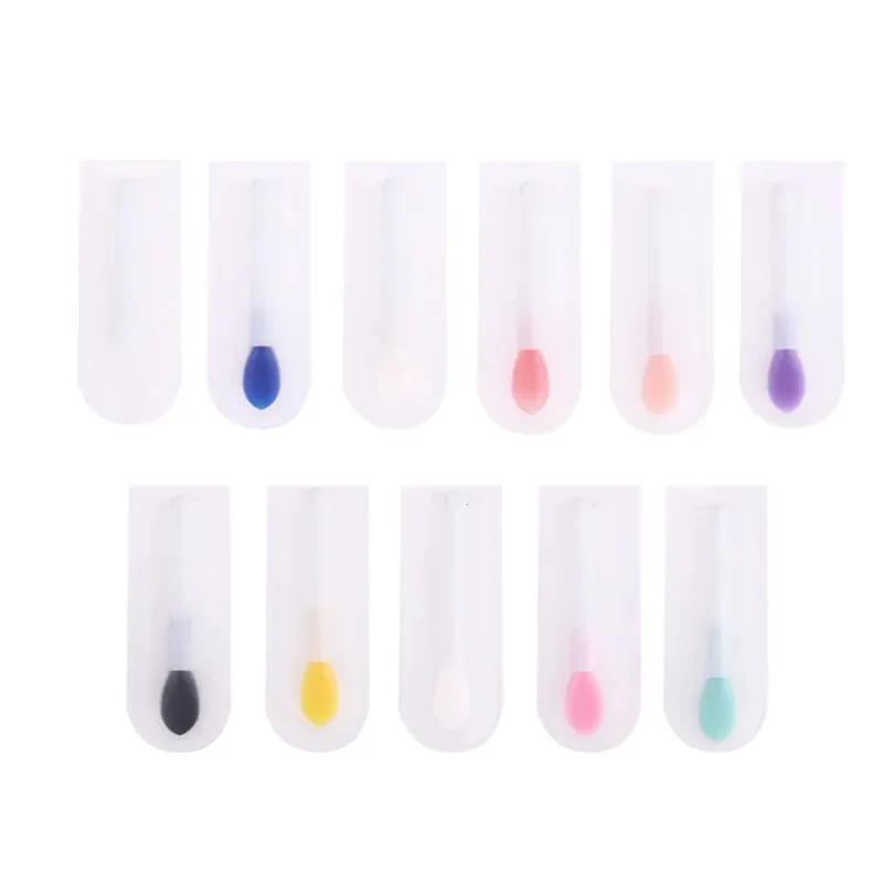 10 pçs conjunto de escova de lábios de silicone pequenos pincéis de maquiagem pincéis aplicadores de batom para uso de maquiagem de cuidados com os lábios