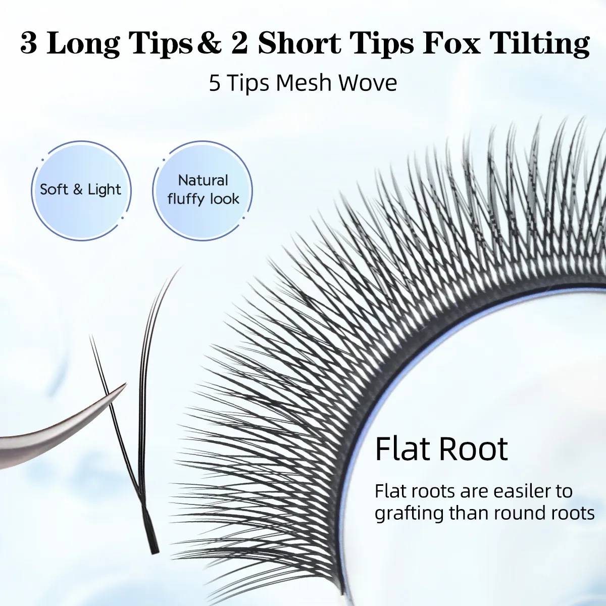 Lashonly Fox YY Faux Mink Eyelash Extensions 16 Lines Soft Natural Premium Flat Root Mesh Net Cross Flying YY Lashes for Fox Eye