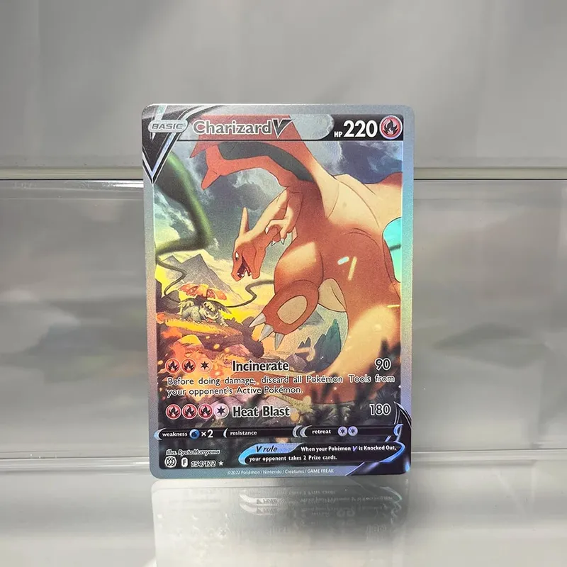 Charizard ptcg cartão de coleção única 1ª edição 1996 vmax ex raro cartão arco-íris pkm cartões proxy brinquedos presentes