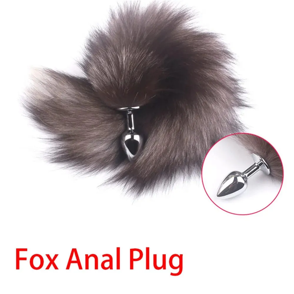 Rabo de coelho de pelúcia cauda de raposa anal plug metal butt plug massageador de próstata bdsm cosplay brinquedo sexual erótico para mulheres adultos brinquedo sexual presente