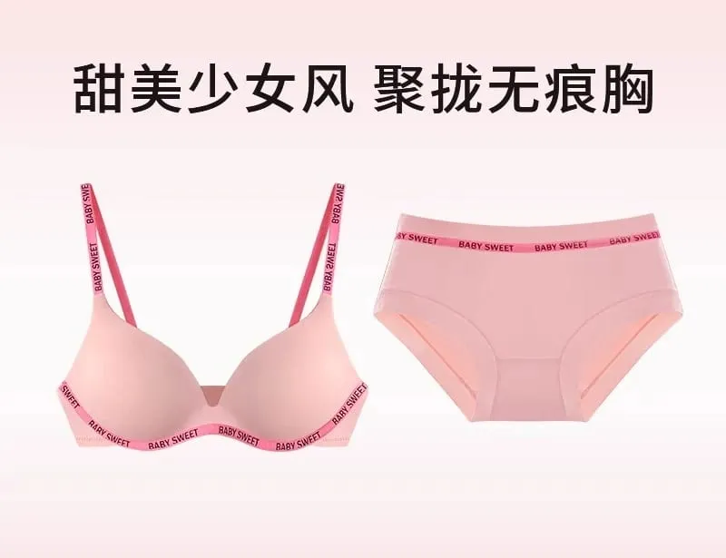 Conjunto de bralette sem costura para adolescentes, conforto sem fio, acolchoamento push up, levemente forrado, cor pura, calcinha, mulheres jovens, lingerie moyisu