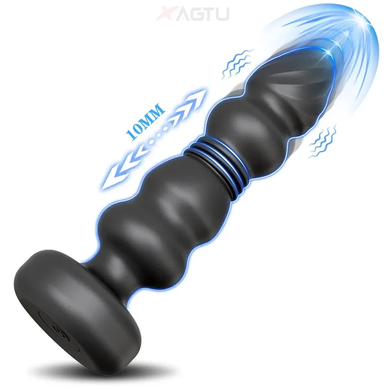 Thrusting Anal Beads for Men Prostate Massager Women Butt Plug Anal Vibrator Anal Balls Silicone Masturbator Adult Sex Toy